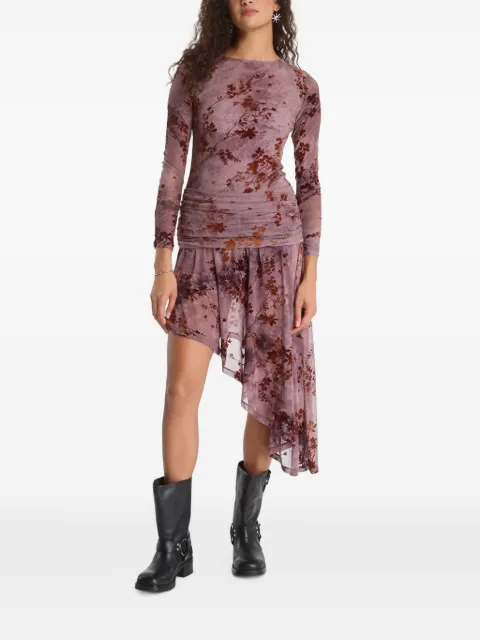 Desigual floral-print asymmetric dress Purple 26WWVK203041