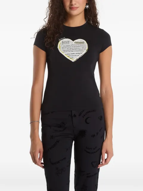 Desigual heart-patch T-shirt Black 26WWTK442000
