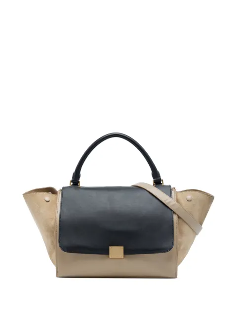 Celine Pre-Owned 2012 Medium Bicolor Calfskin and Suede Trapeze satchel Neutrals 9XHKBI996044QECG