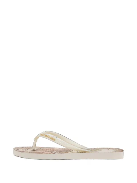 Kat Maconie Sola leaf-print flip-flops Neutrals KMFWFFWSOLA0011905