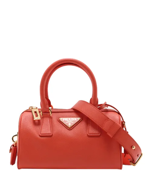Prada Pre-Owned 2013-2026 Mini Saffiano Lux Boston Bag satchel Orange 32RI8H5P83SX6NK7