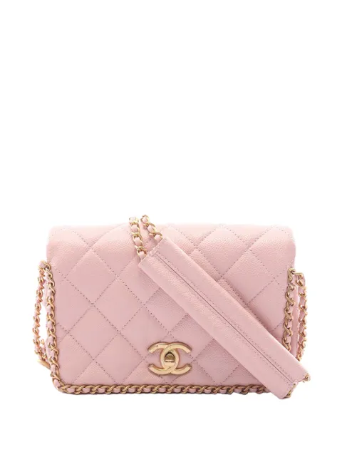 CHANEL Pre-Owned 2021-2026 CC Quilted Caviar Chain Around Flap shoulder bag Pink FJLJP4Q4239JEL5V