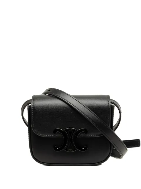 Celine Pre-Owned 2022 Mini Shiny Calfskin Triomphe crossbody bag Black FX84D2MWAFS1X06R