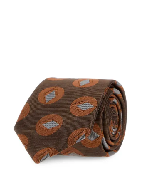 Giorgio Armani geometric-pattern silk tie Brown GM000802TE22465