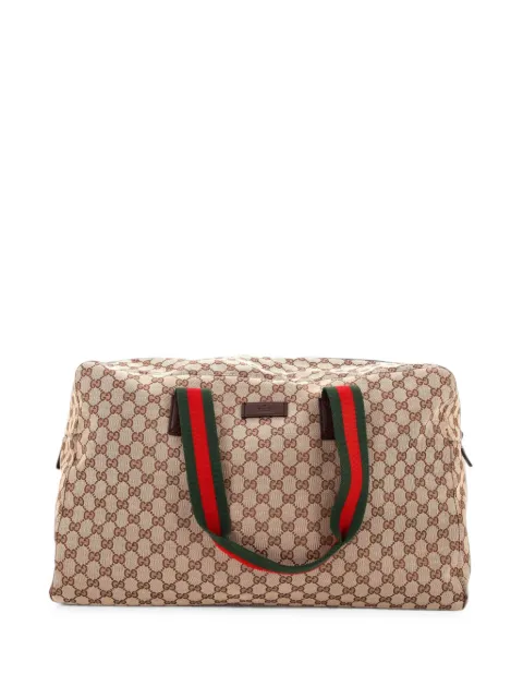 Gucci Pre-Owned Web Carry On Duffle Bag GG Canvas Large travel bag Brown FXDARCDS4KRIPK68