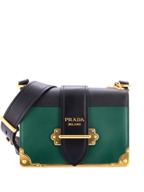 Prada Pre-Owned Cahier Leather and Saffiano Leather Small crossbody bag Green JLR19E7HHF13J87L