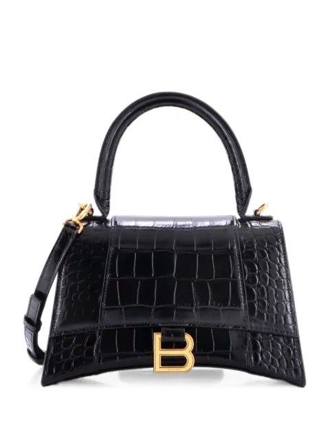 Balenciaga Pre-Owned Hourglass Top Handle Bag Crocodile Embossed Leather Small crossbody bag Black ZRM4ZDD2UI2P9GMP