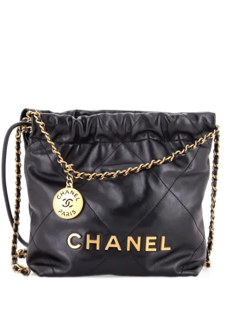 CHANEL Pre-Owned 22 Chain Hobo Quilted Calfskin Mini crossbody bag Black GMHSUF42VRAK5SKH