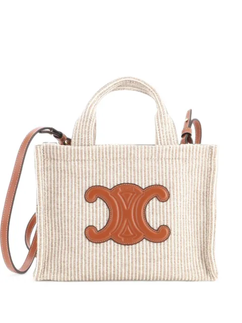Celine Pre-Owned Cabas Thais Triomphe Striped Canvas Small tote bag Brown CMSJS58QZBZZFYX3