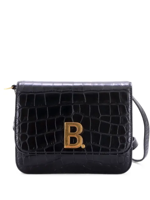 Balenciaga Pre-Owned B. Dot Flap Bag Crocodile Embossed Leather Small crossbody bag Black VOQ2Z7LMCK39KTW9