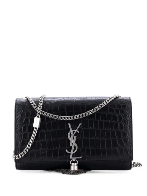 Saint Laurent Pre-Owned Classic Monogram Tassel Crocodile Embossed Leather Medium crossbody bag Black NLP8PF60BQYGZDQ9