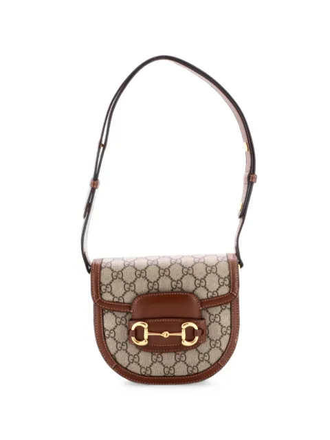 Gucci Pre-Owned Horsebit 1955 Rounded Shoulder Bag GG Coated Canvas and Leather Mini crossbody bag Brown 93HZLVJ5O9K5U38S