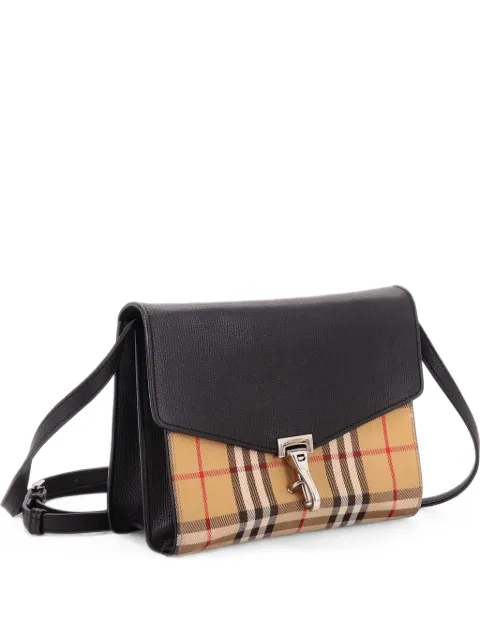 Burberry Pre-Owned Macken Leather and Vintage Check Canvas Small crossbody bag Black RD2F2L5HBVWERNJL