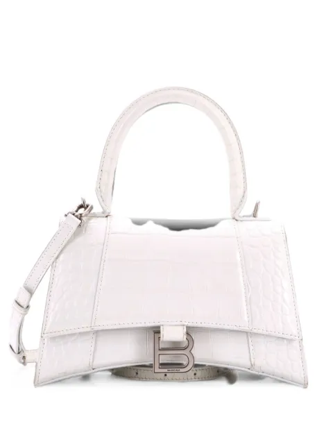 Balenciaga Pre-Owned Hourglass Top Handle Bag Crocodile Embossed Leather Small crossbody bag White 1X0MO8BZ484O6XIN