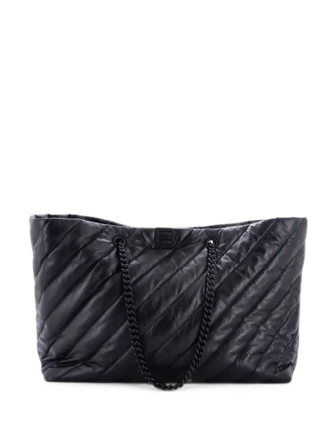 Balenciaga Pre-Owned Crush Carry All Chain Quilted Leather Large tote bag Black PSYXPLHTY6F98X7D