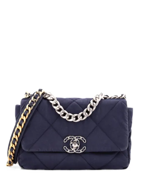 CHANEL Pre-Owned 19 Flap Bag Quilted Canvas Medium shoulder bag Blue 4DU9B2LPWZAOXFVW