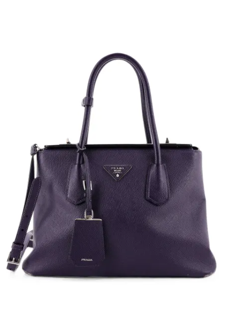 Prada Pre-Owned Turnlock Cuir Twin Saffiano Leather Small tote bag Purple 2SPSD33IZPQ0CQJD