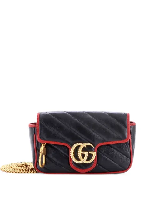 Gucci Pre-Owned GG Marmont Flap Bag Diagonal Quilted Leather Super Mini crossbody bag Black N9X1Q6MMFCN1KIOQ