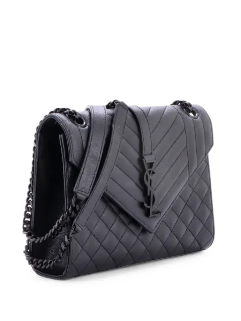 Saint Laurent Pre-Owned Classic Monogram Envelope Satchel Mixed Matelasse Leather Medium shoulder bag Black 0MFKRQGPPO8GIPL2
