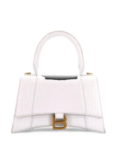 Balenciaga Pre-Owned Hourglass Top Handle Bag Crocodile Embossed Leather Small crossbody bag White V52UZNHSYFHJHSG0