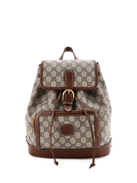 Gucci Pre-Owned Interlocking G Patch Drawstring Flap GG Coated Canvas Small backpack Brown 53HWDQ4V2H603519