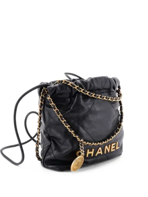 CHANEL Pre-Owned 22 Chain Hobo Quilted Calfskin Mini crossbody bag Black 5F6GGUXWU924S8AJ