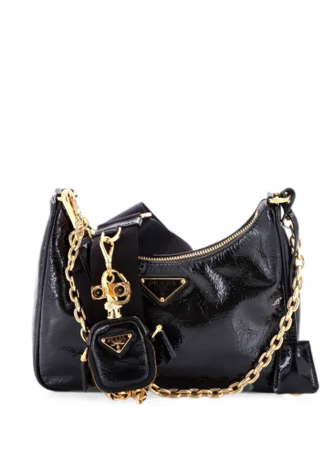 Prada Pre-Owned Re-Edition 2005 Patent Small shoulder bag Black PQKRM8YC63MZAO1R