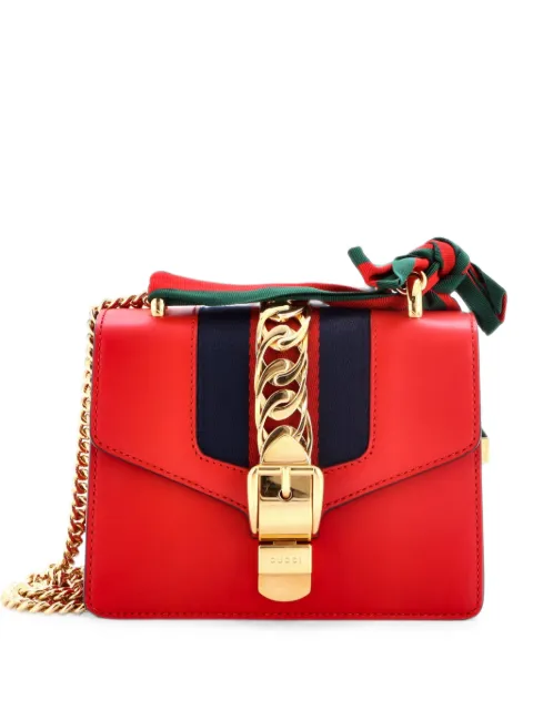 Gucci Pre-Owned Sylvie Chain Shoulder Bag Leather Mini crossbody bag Red 12NE3ONTRO3UMX44