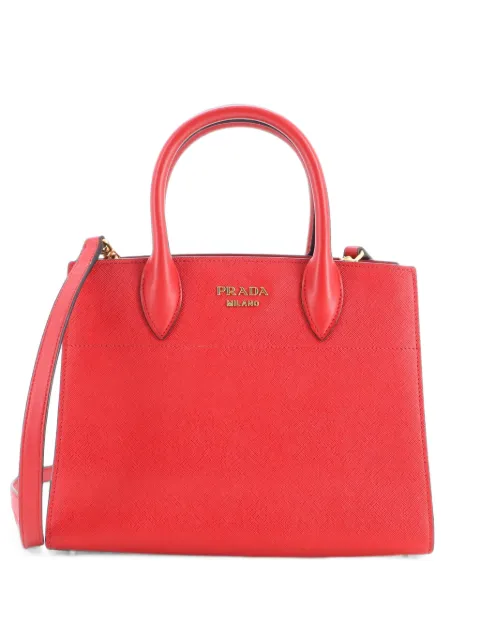 Prada Pre-Owned Bibliotheque Saffiano with City Calf Small tote bag Red 1A45IJY6V25Z5Y43