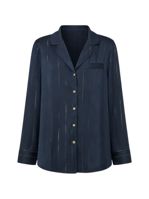 Tommy Hilfiger metallic-stripe notched-lapel shirt Blue FWW0WW45314