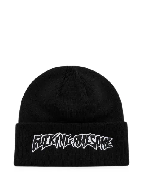 Fucking Awesome Stamp Cuff embroidered beanie hat Black FA1882