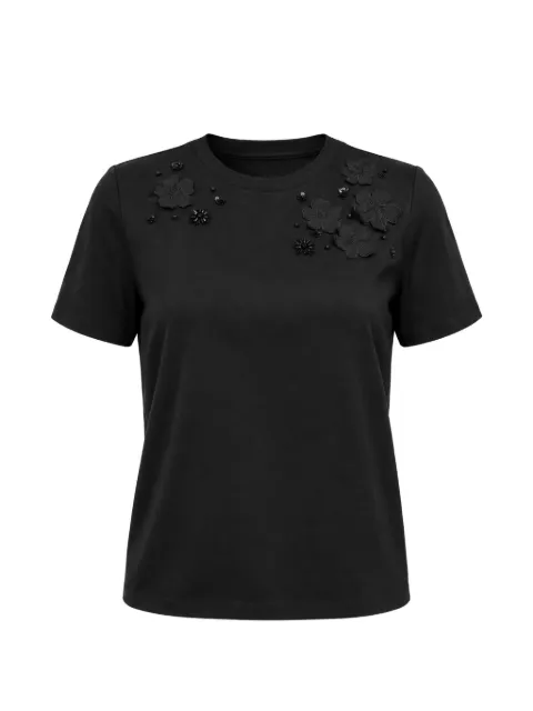 ELENA MIRÒ floral-appliqué T-shirt Black G345Z000557N
