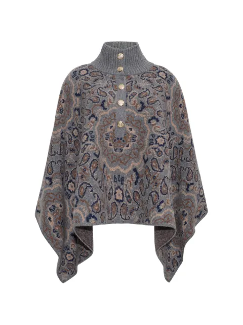 Cara Cara Pagoda paisley-intarsia cape Grey 9368BHTR