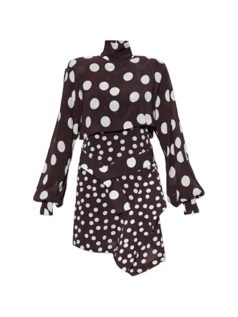 IRO Damelia polka-dot asymmetric mini dress Brown WP33DAMELIA