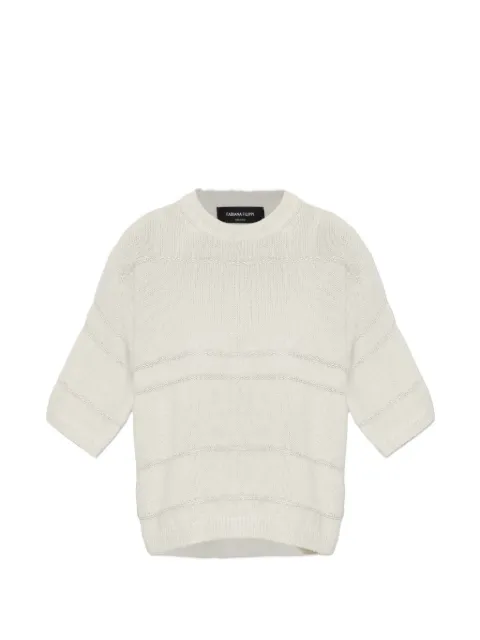 Fabiana Filippi sequin-embellished stripe-detail sweater Neutrals MAD226F388M4770000