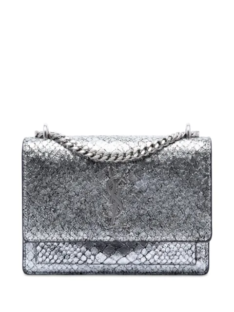 Saint Laurent Pre-Owned 2019 Medium Python Embossed Leather Monogram Sunset Crossbody satchel Silver MX0NO0F29SQGU8O2