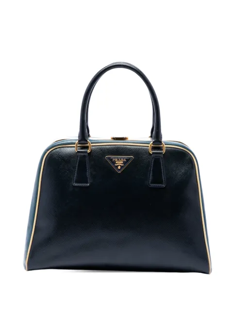 Prada Pre-Owned 2000-2013 Bicolor Saffiano Vernice Pyramid Frame handbag Blue IK4U23OEIHNS2O0Y