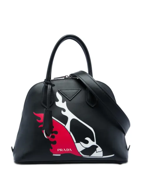 Prada Pre-Owned 2013-2026 City Calf Flame Heels Print Promenade satchel Black FIAFF3UWBTME6LZ3