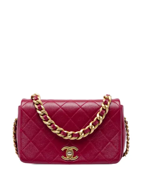 CHANEL Pre-Owned 2020 Small Quilted Shiny Lambskin Fashion Therapy Flap satchel Pink 8K1R5JQVLDSLJLKG
