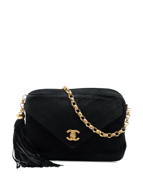 CHANEL Pre-Owned 1991-1994 CC Quilted Suede Tassel Camera Bag crossbody bag Black Z8OC1G5OOA5MHB6X
