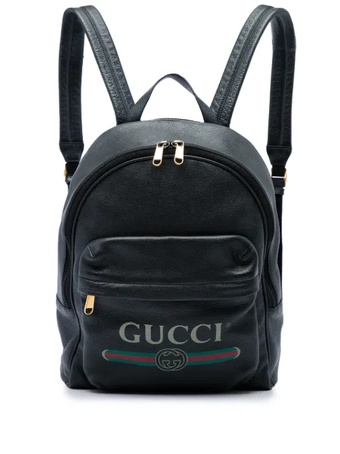 Gucci Pre-Owned 2016-2026 Leather Logo backpack Black ZFURY70YOJB62XFA