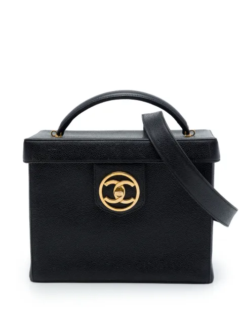 CHANEL Pre-Owned 1994-1996 CC Caviar Vanity Box Case satchel Black SXBCYTUK622BS208