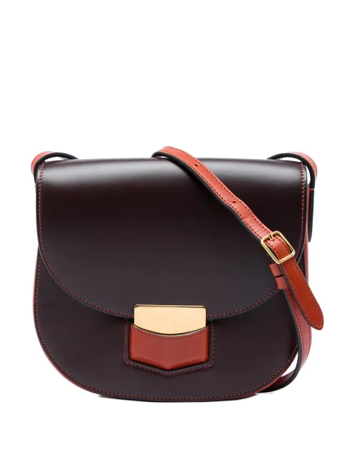 Celine Pre-Owned 2000-2026 Small Bicolor Glazed Calfskin Trotteur crossbody bag Brown UOFONW5OSCL66QN8