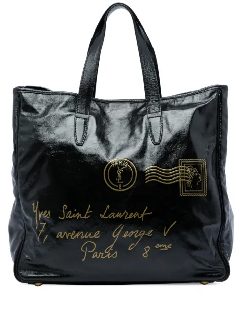 Saint Laurent Pre-Owned 2013-2026 Large Textured Patent Y Mail tote bag Black NZB155T050816M10