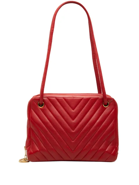 CHANEL Pre-Owned 1989-1991 CC Chevron Lambskin shoulder bag Red KHGCNKVKA04472KQ