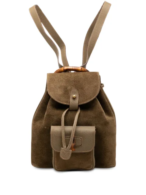 Gucci Pre-Owned 20th Century Suede Bamboo backpack Brown BAVD7DWT9V82QZ17