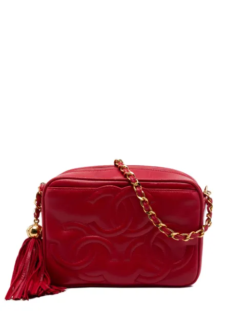 CHANEL Pre-Owned 1994-1996 Triple CC Lambskin Tassel Chain Camera Bag crossbody bag Red IUJ8PFVVVJUWALAN
