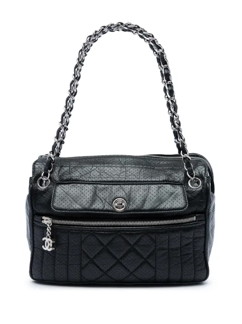 CHANEL Pre-Owned 2006-2008 Perforated Calfskin 50s shoulder bag Black 9R299AINX39WLUS2