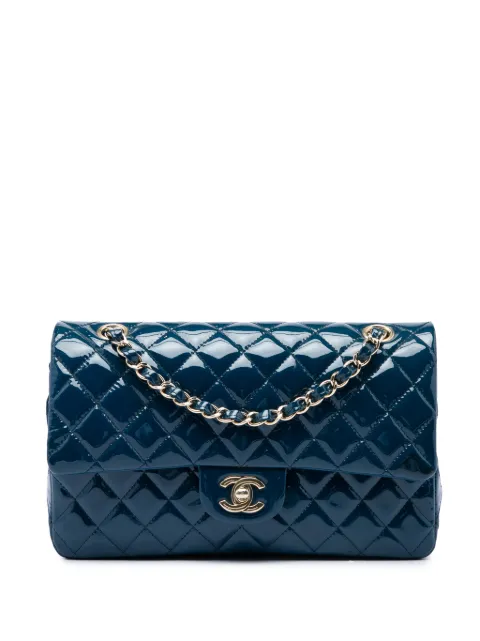 CHANEL Pre-Owned 2018 Medium Classic Patent Double Flap shoulder bag Blue 4UJBY1BYR548ZCWI