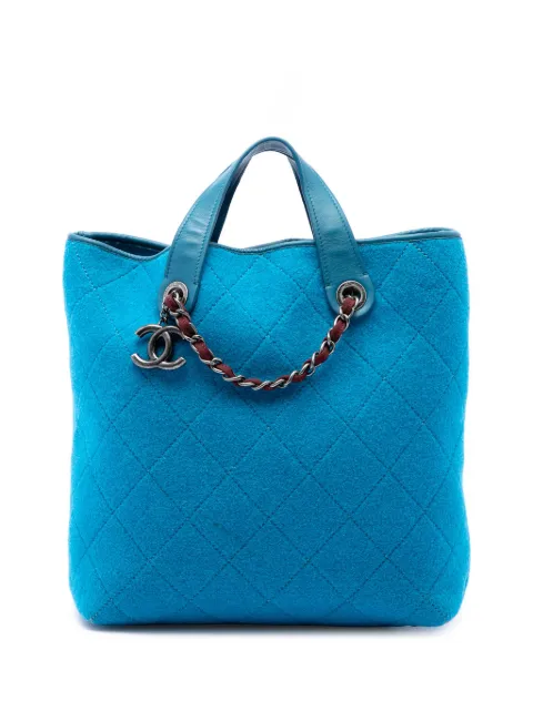 CHANEL Pre-Owned 2011 Medium CC Quilted Felt Pop Tote satchel Blue 0B5SA7P4US7UQPX3
